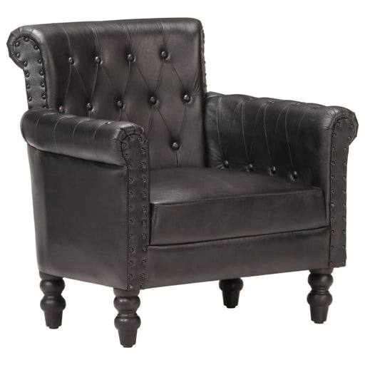 Armchair Black Real Goat Leather Xnnxnn