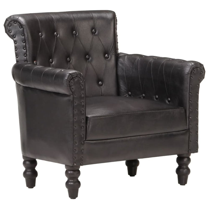 Armchair Black Real Goat Leather Xnnxnn
