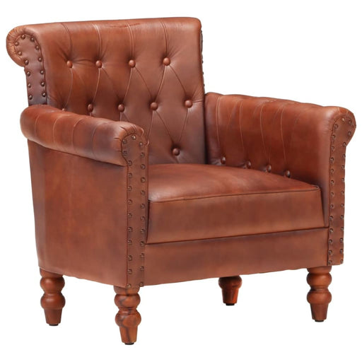 Armchair Brown Real Goat Leather Xnnxni