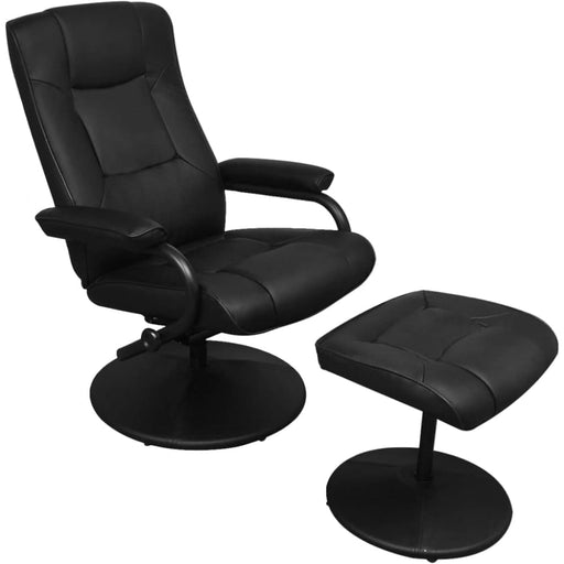 Tv Armchair With Footstool Black Faux Leather Gl873155