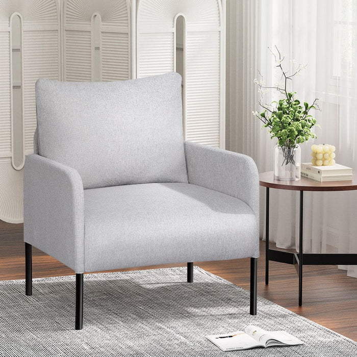 Armchair Lounge Chair Accent Single Sofa Grey Linen Fabric