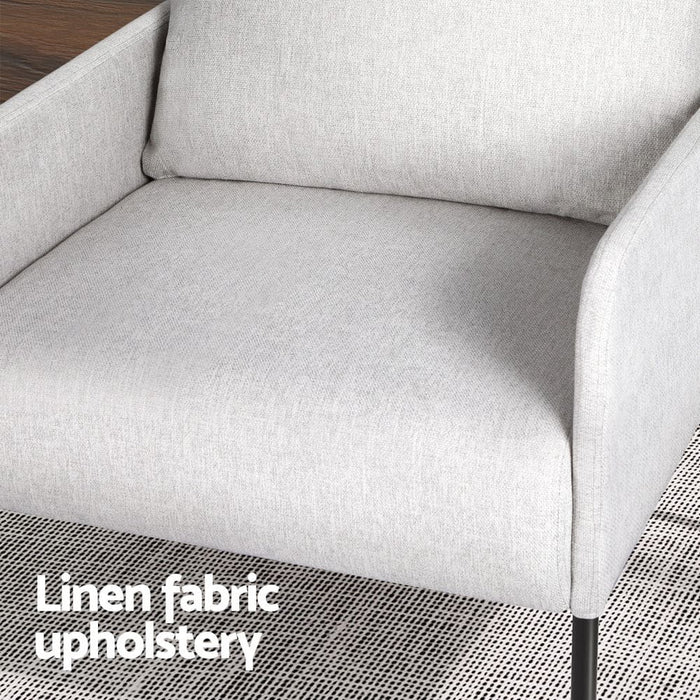 Armchair Lounge Chair Accent Single Sofa Grey Linen Fabric