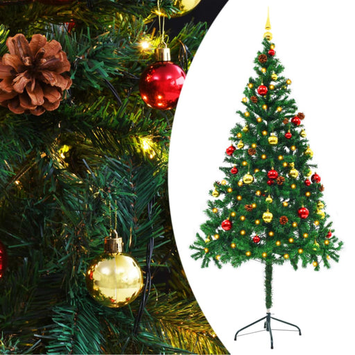 Artificial Christmas Tree With Baubles And Leds Green 180