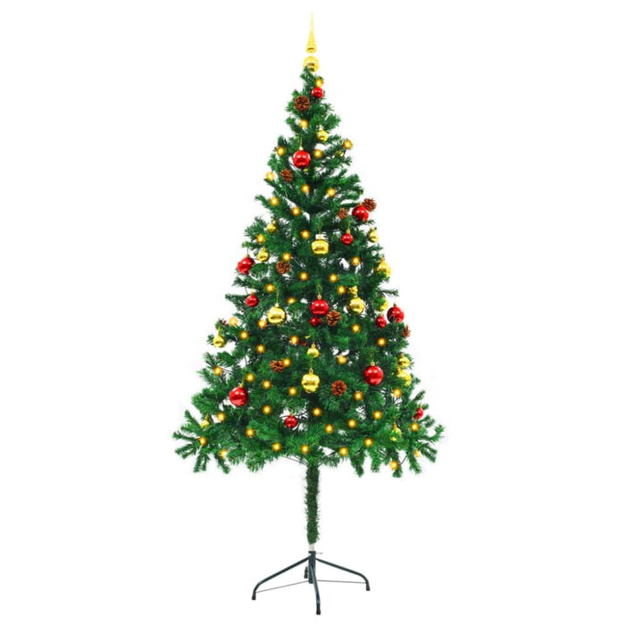 Artificial Christmas Tree with Baubles and Leds Green 180