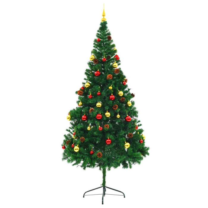 Artificial Christmas Tree with Baubles and Leds Green 210