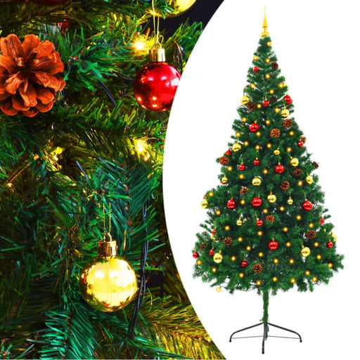 Artificial Christmas Tree with Baubles and Leds Green 210