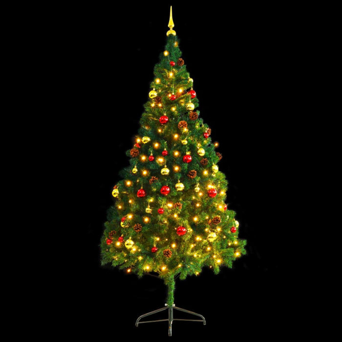 Artificial Christmas Tree with Baubles and Leds Green 210