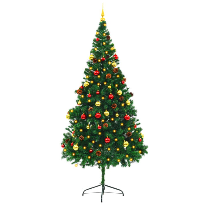 Artificial Christmas Tree with Baubles and Leds Green 210