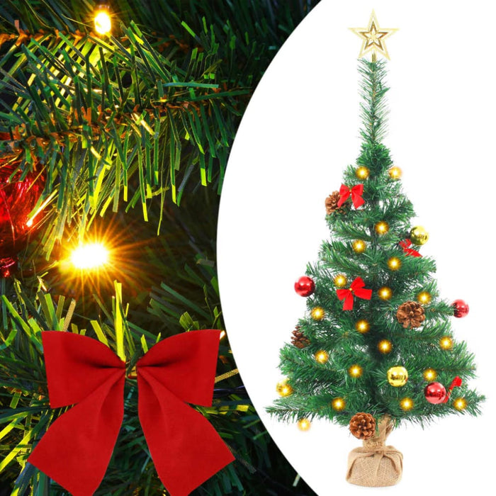 Artificial Christmas Tree with Baubles and Leds Green 64 Cm