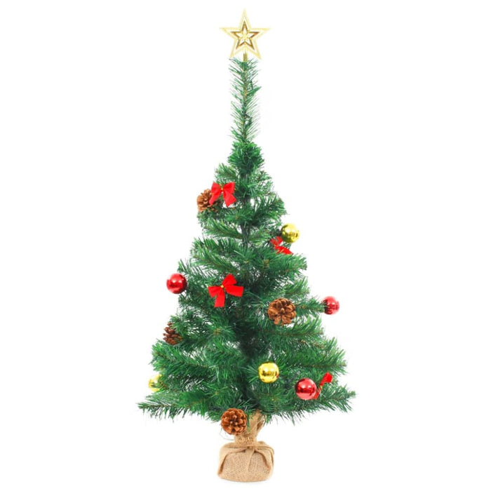 Artificial Christmas Tree with Baubles and Leds Green 64 Cm