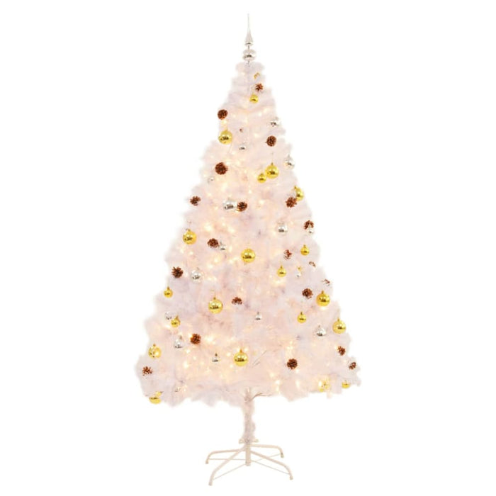 Artificial Christmas Tree with Baubles and Leds White 210