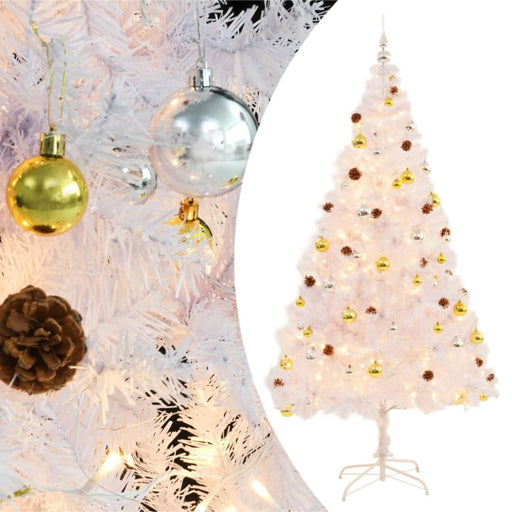 Artificial Christmas Tree with Baubles and Leds White 210