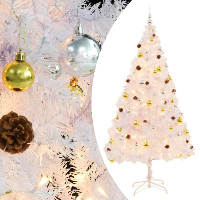 Artificial Christmas Tree with Baubles and Leds White 210