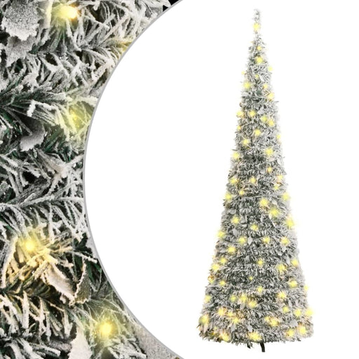 Artificial Christmas Tree Pop - up Flocked Snow 100 Leds