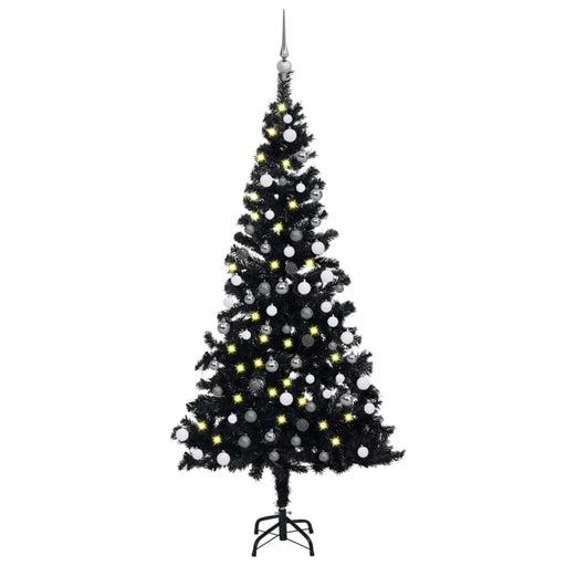 Artificial Christmas Tree With Leds&ball Set Black 180 Cm