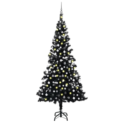 Artificial Christmas Tree With Leds&ball Set Black 210 Cm
