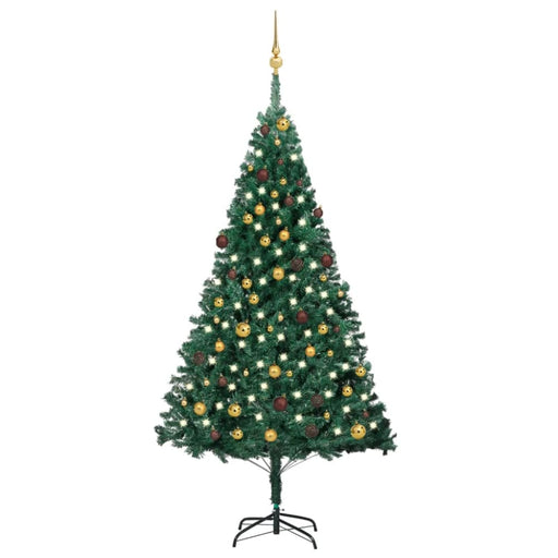 Artificial Christmas Tree With Leds&ball Set Green 210 Cm