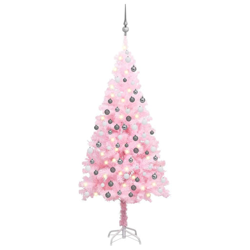 Artificial Christmas Tree With Leds&ball Set Pink 180 Cm