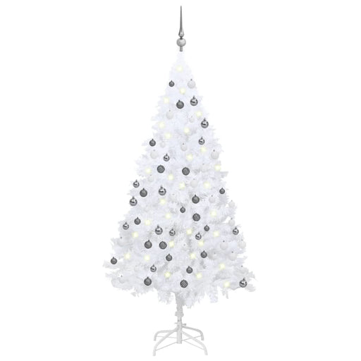 Artificial Christmas Tree With Leds&ball Set White 120 Cm