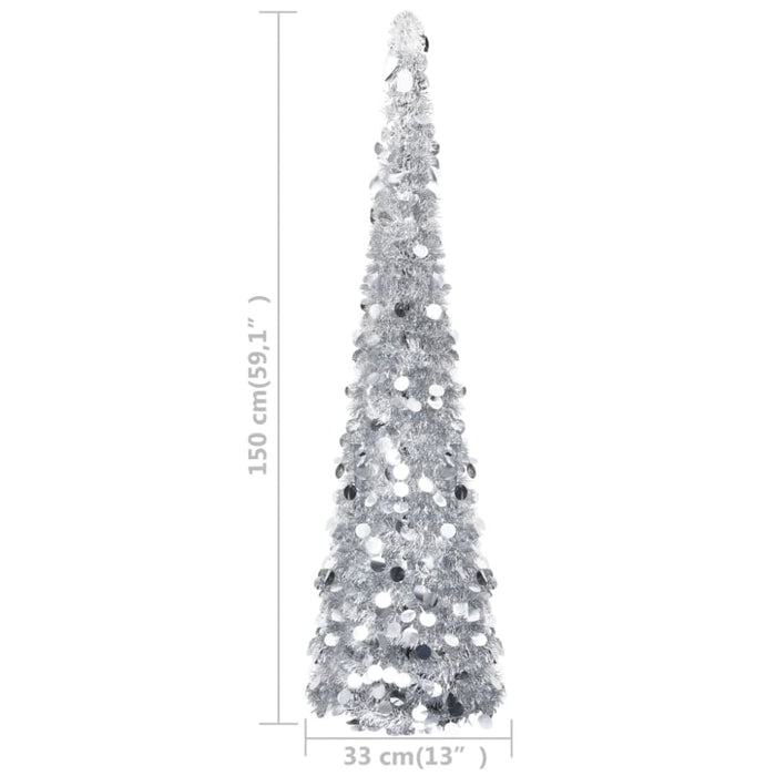 Pop-up Artificial Christmas Tree Silver 150 Cm Pet Txbkkx