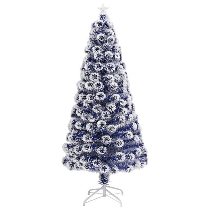 Artificial Christmas Tree With Led White&blue 150 Cm Fibre