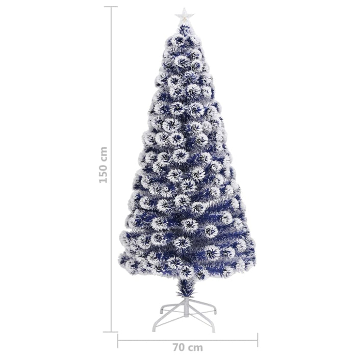 Artificial Christmas Tree With Led White&blue 150 Cm Fibre