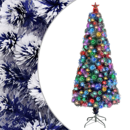Artificial Christmas Tree With Led White&blue 180 Cm Fibre