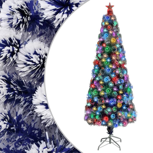 Artificial Christmas Tree with Led White&blue 210 Cm Fibre