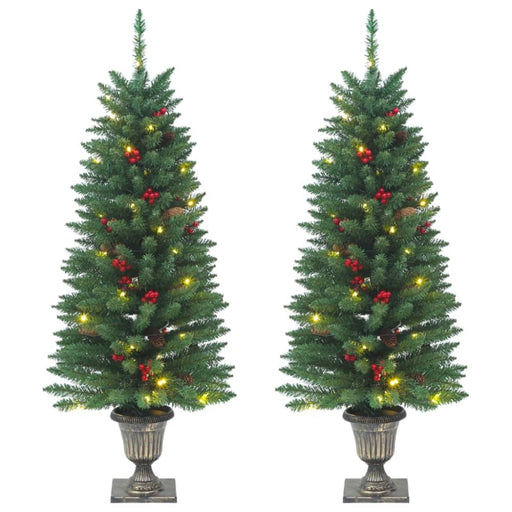 Artificial Christmas Trees 2 Pcs 100 Leds Green 120 Cm