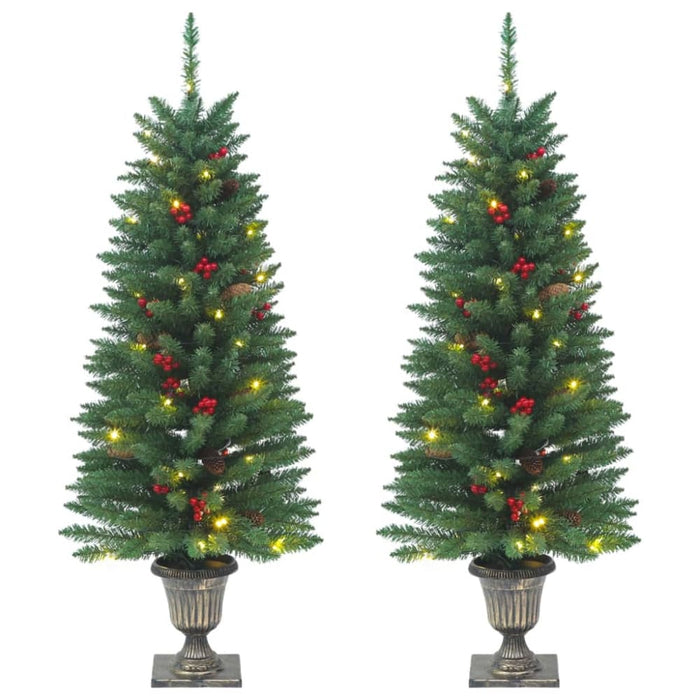 Artificial Christmas Trees 2 Pcs 100 Leds Green 120 Cm