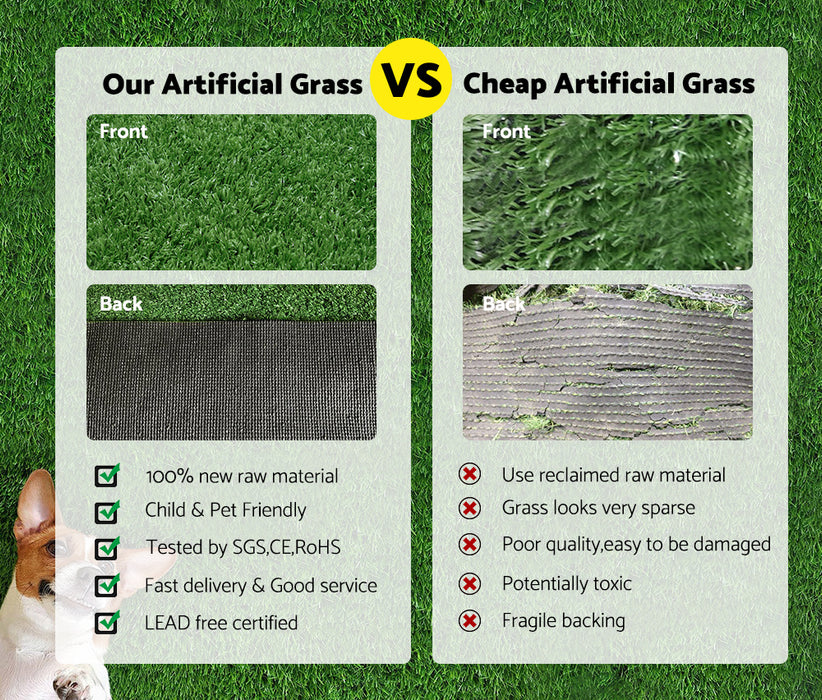 3 Rolls Outdoor Artificial Grass Fake Turf 2M X 5M Plastic Lawn 10Mm