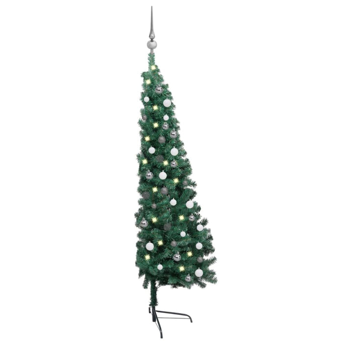Artificial Half Christmas Tree With Leds&ball Set Green 120