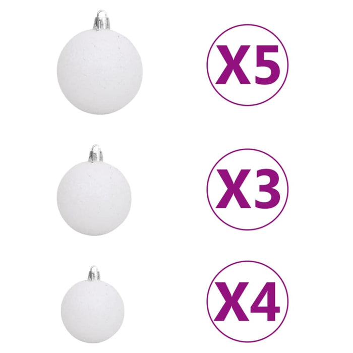 Artificial Half Christmas Tree With Leds&ball Set White 240