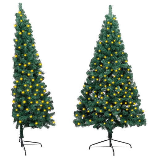 Artificial Half Christmas Tree With Led&stand Green 150 Cm