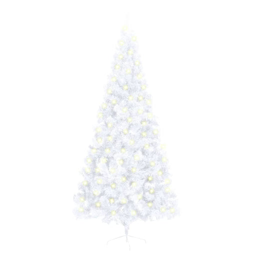 Artificial Half Christmas Tree With Led&stand White 210 Cm