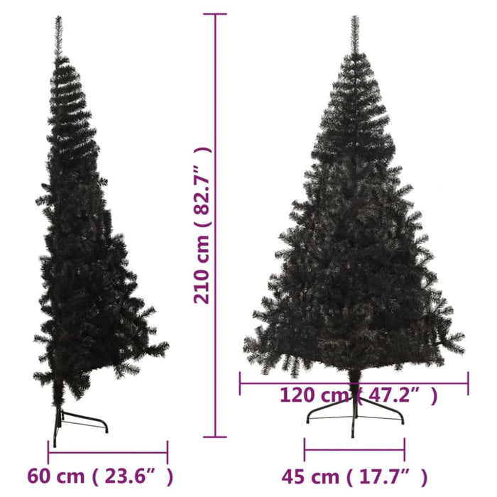 Artificial Half Christmas Tree with Stand Black 210 Cm Pvc