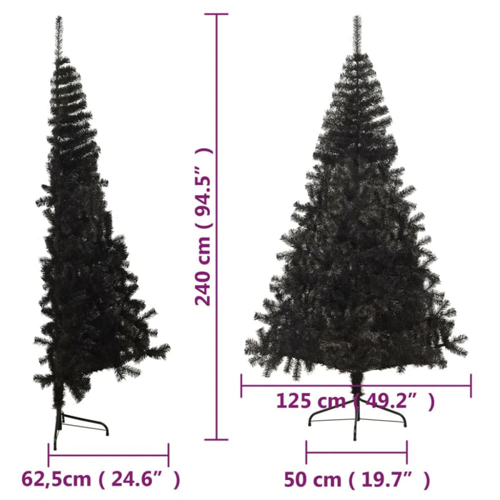Artificial Half Christmas Tree with Stand Black 240 Cm Pvc