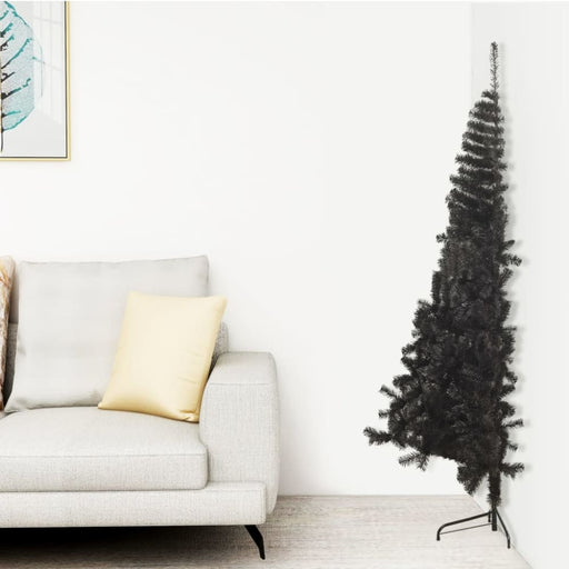 Artificial Half Christmas Tree with Stand Black 240 Cm Pvc