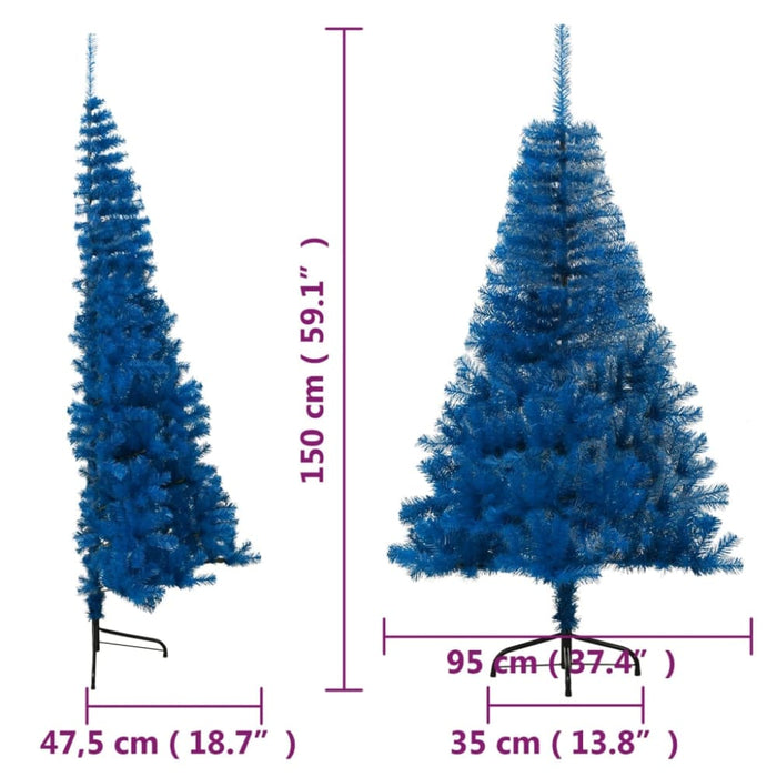 Artificial Half Christmas Tree with Stand Blue 150 Cm Pvc