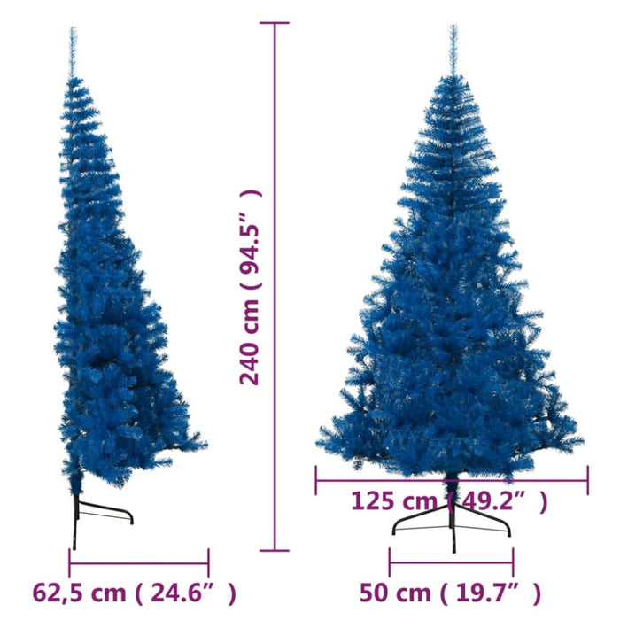 Artificial Half Christmas Tree with Stand Blue 240 Cm Pvc