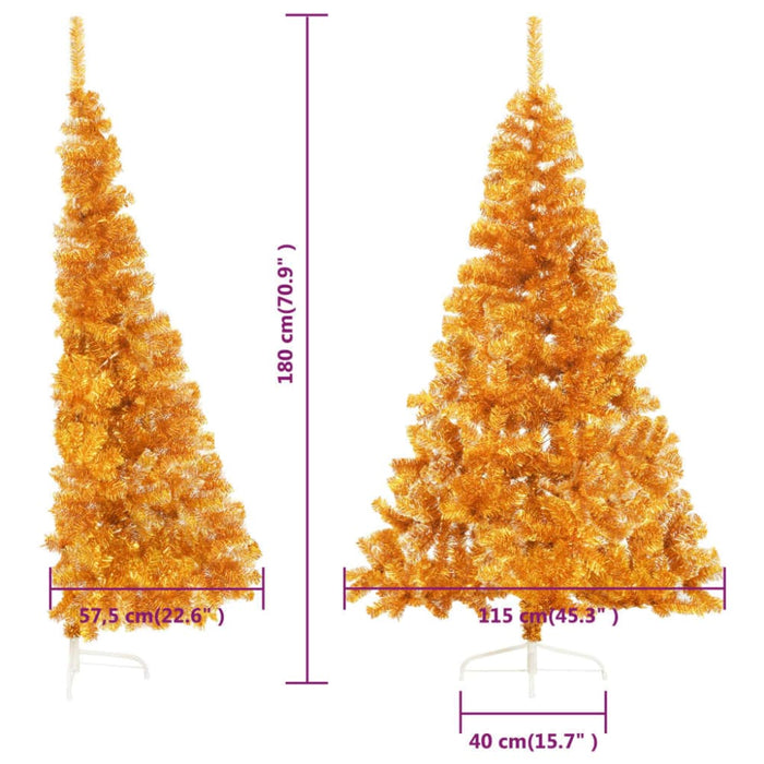 Artificial Half Christmas Tree with Stand Gold 180 Cm Pvc