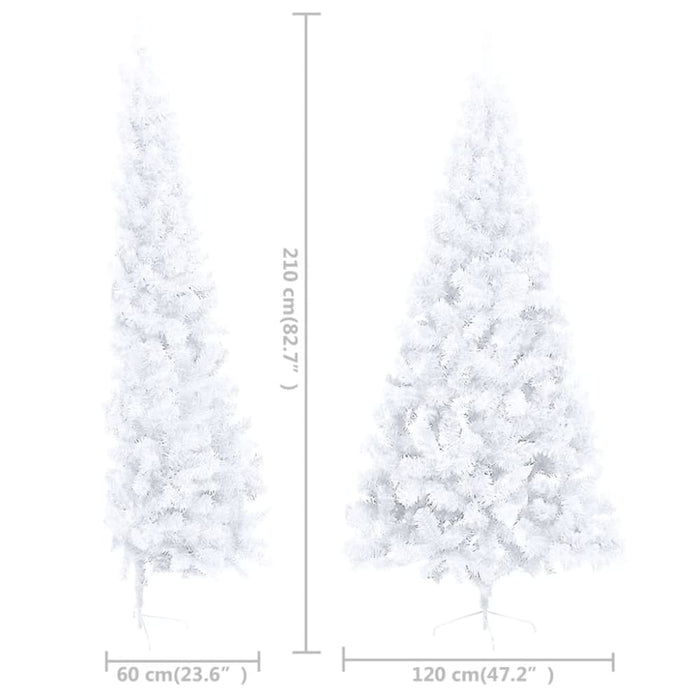 Artificial Half Christmas Tree with Stand White 210 Cm Pvc