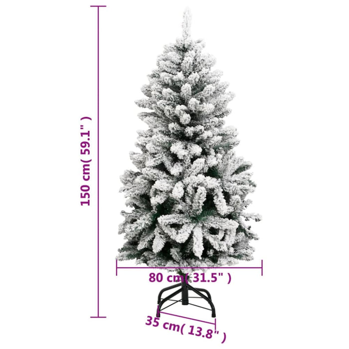 Artificial Hinged Christmas Tree with Flocked Snow 150 Cm
