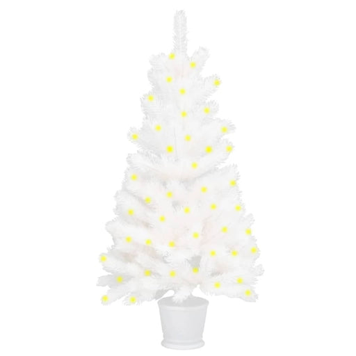 Artificial Pre-lit Christmas Tree White 90 Cm Tbiiapk