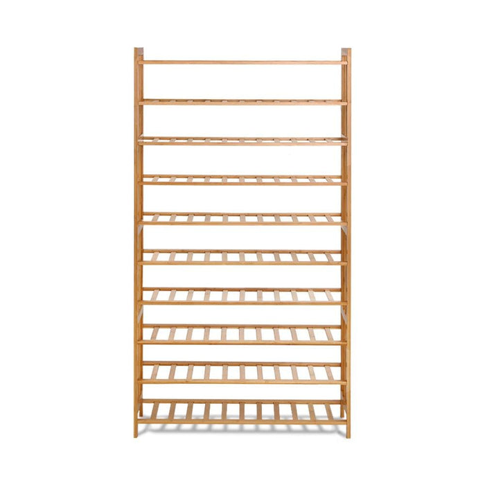 Artiss 10-tier Bamboo Shoe Rack Wooden Shelf Stand Storage