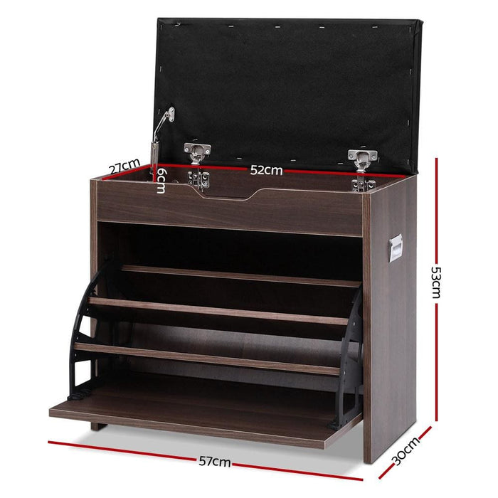 Artiss 12 Pairs Shoe Cabinet Organiser Wooden Storage Bench