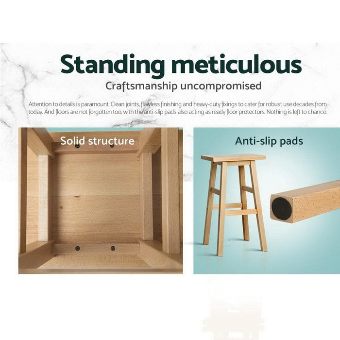 Artiss Set of 2 Beech Wood Bar Stools - Natural