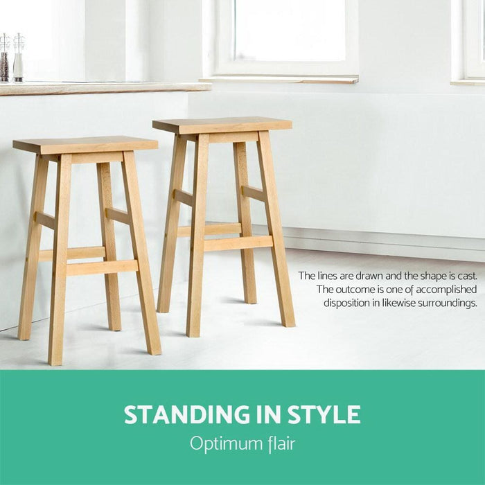 Artiss Set of 2 Beech Wood Bar Stools - Natural