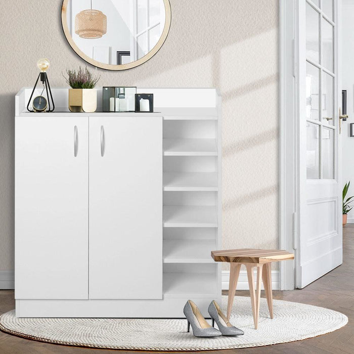 Artiss 2 Doors Shoe Cabinet Storage Cupboard - White