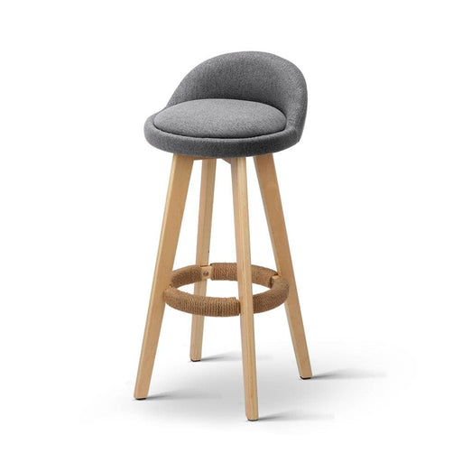 Artiss Set of 2 Fabric Backrest Bar Stools - Grey